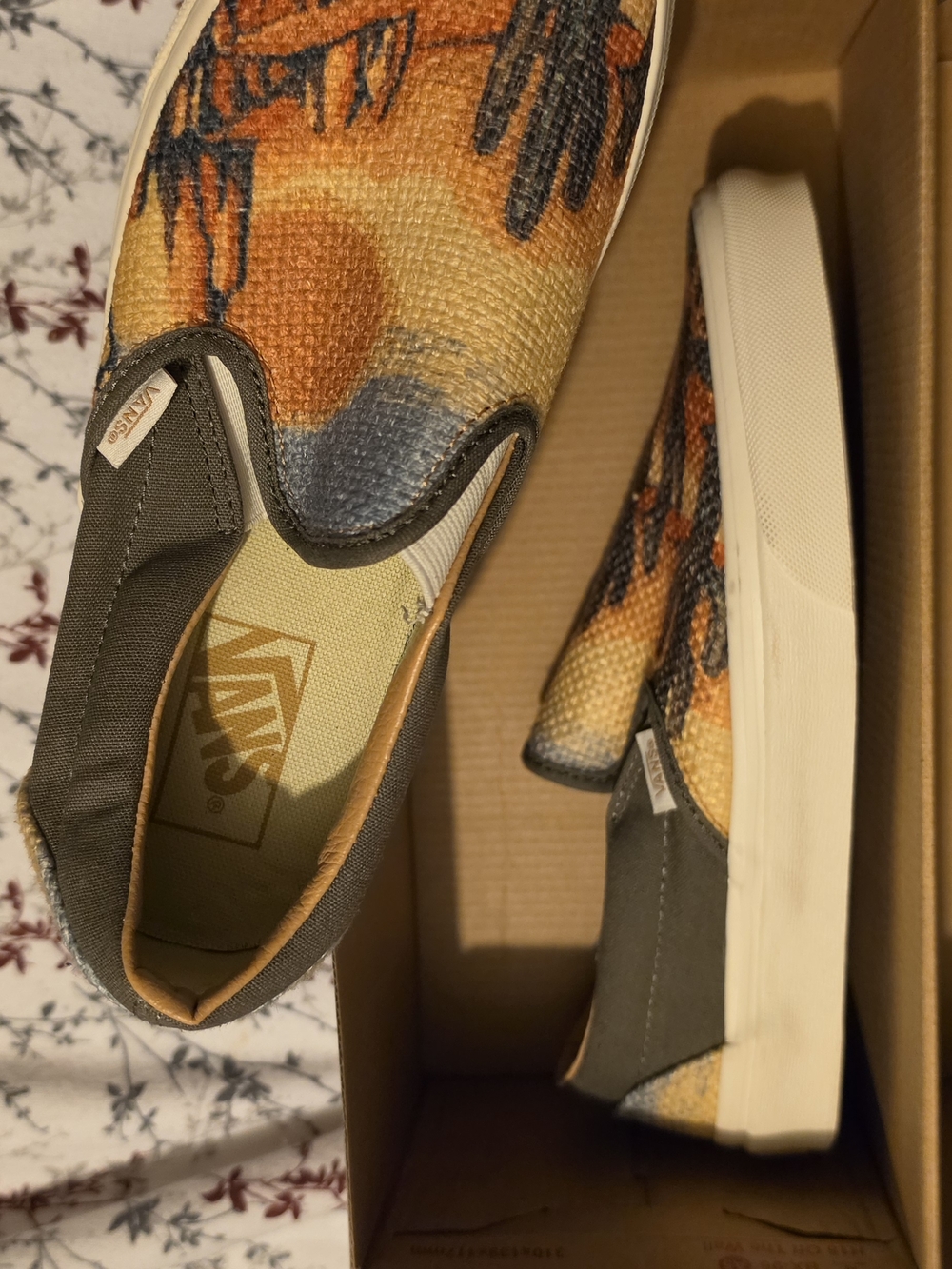 Vans Slip-On Sneakers in Sunset Orange & Blue
